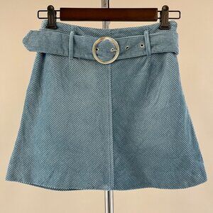 Zara Women's Corduroy Belted Skirt In Blue Size XS